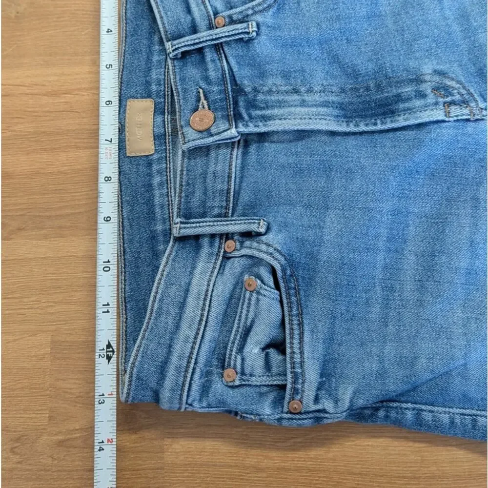 Mother Insider Crop Step Fray Jeans Womens 27 Out of the Blue Denim Bootcut